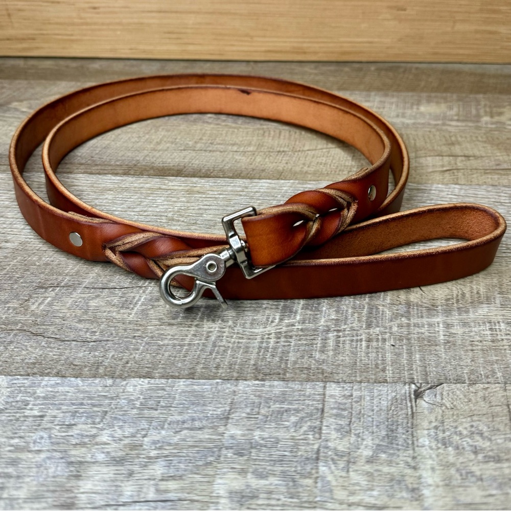 Handmade Leather Pet Leash 1”width 70”length Whicket and Craig English Bridle - Picture 4 of 11
